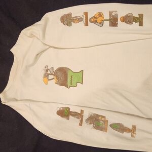 Cream Long Sleeve Shirt with Graphic Design